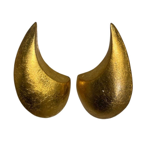 Rafael Sanchez Gold Crescent Style Earrings - Picture 2 of 3
